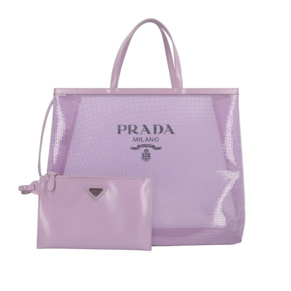 Prada mesh tote bag with sequins, 1BG416, purple, for women. - Picture 1 of 8